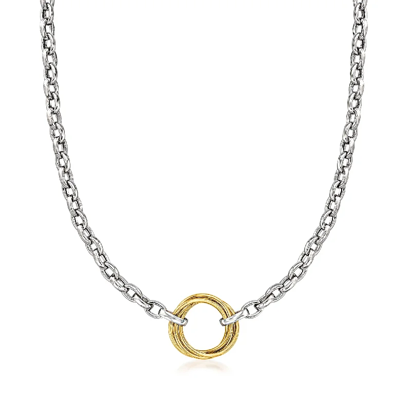 Exclusive Jewelry Sale – Limited-Time Discounts Ross-Simons Sterling Silver and 14kt Yellow Gold Multi-Circle Rolo-Chain Necklace