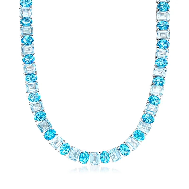 Ross-Simons Swiss and Sky Blue Topaz Necklace in Sterling Silver