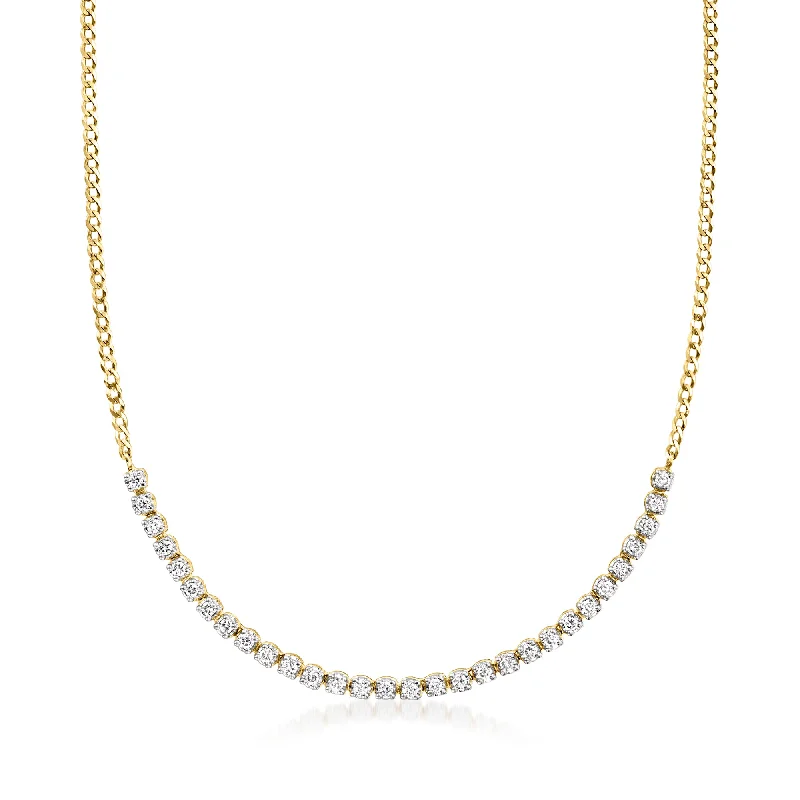 Unlock Unbeatable Jewelry Deals Before They’Re Gone RS Pure by Ross-Simons Diamond Half-Tennis Necklace in 14kt Yellow Gold
