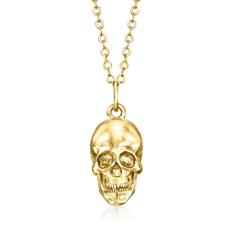 RS Pure by Ross-Simons Italian 14kt Yellow Gold Skull Pendant Necklace