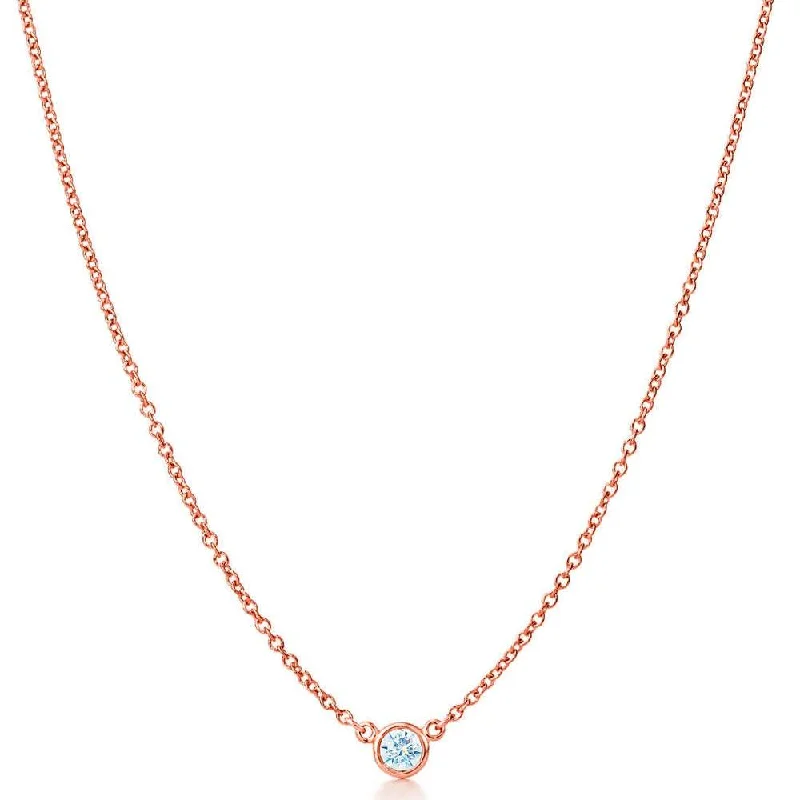 Exclusive Online Discounts On Stylish Jewelry Suzy Levian 14k Gold 2/5 ct Bezel Diamond Solitaire Station Necklace