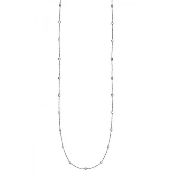 Special Offers On Handcrafted And Designer Jewelry Suzy Levian 14k White Gold 3/5ct TDW Bezel Diamond Station Necklace (36 inch)