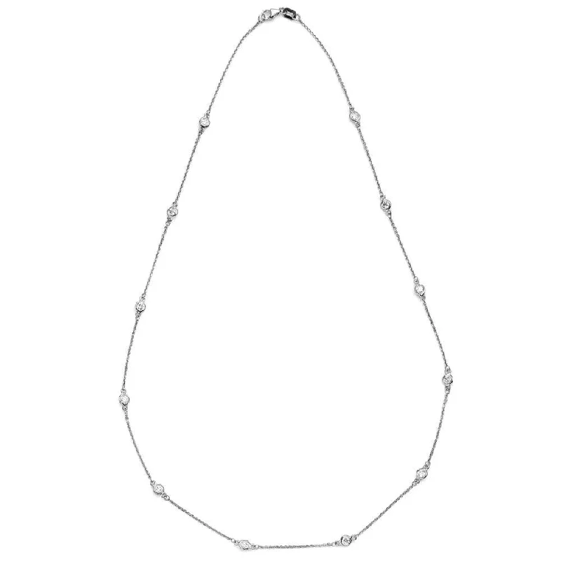 Seasonal Jewelry Sale – Upgrade Your Collection Suzy Levian 14K White Gold 4/5 TDW Bezel Diamond Station Necklace