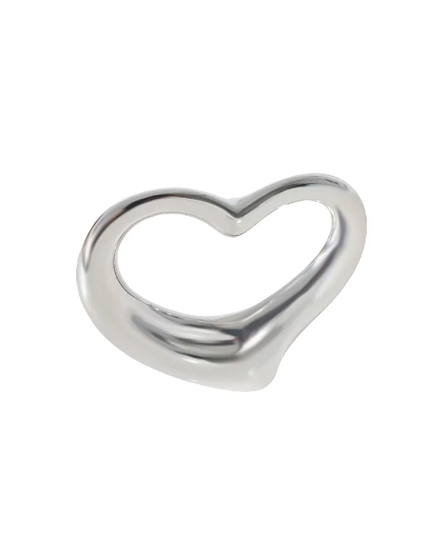 Flash Sale On Exquisite Jewelry – Don't Miss Out Tiffany & Co. Elsa Peretti Large Open Heart Pendant, Sterling Silver, Black Cord