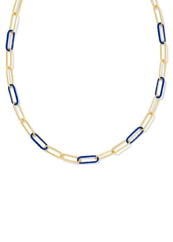 Women's Ainsley Convertible Chain Necklace In Gold/blue Enamel