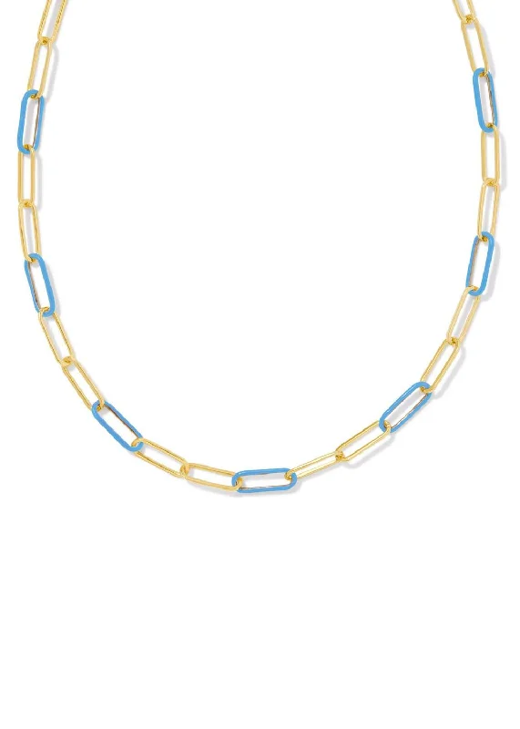 Women's Ainsley Convertible Chain Necklace In Gold/light Blue Enamel