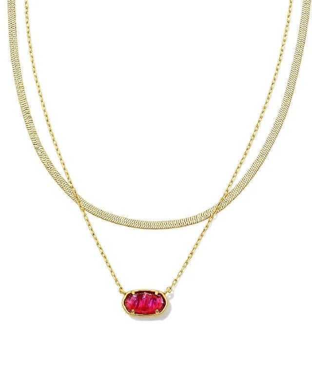 Women's Grayson Herringbone Strand Necklace In Light Burgundy Illusion