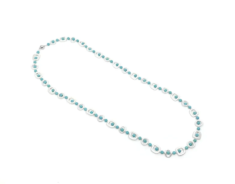 Stunning Jewelry Pieces At The Lowest Prices Ever Women's Long Necklace In Silver/turquoise