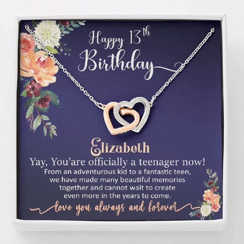 Personalized Jewelry Sale – Unique Gifts At Low Prices 13th Birthday Neaklace Interlocking Heart Neckalce for Girl 13th Birthday Girl Official Teenager 13th Thirteenth