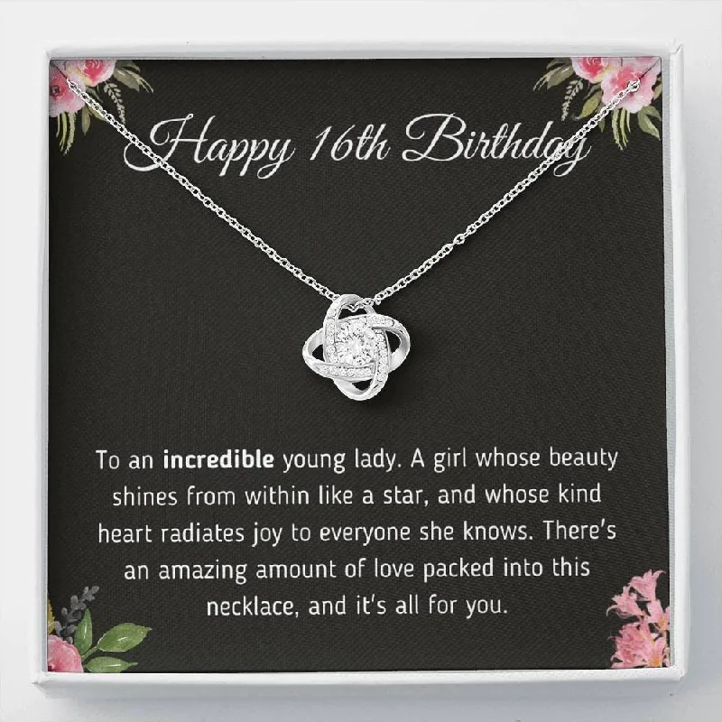 Chic And Stylish Jewelry At Exclusive Prices 16th Birthday Neaklace Birthday Jewelry Gift - For a Woman Turning 16 – Love Knot NecklaceNecklace With Meaningful