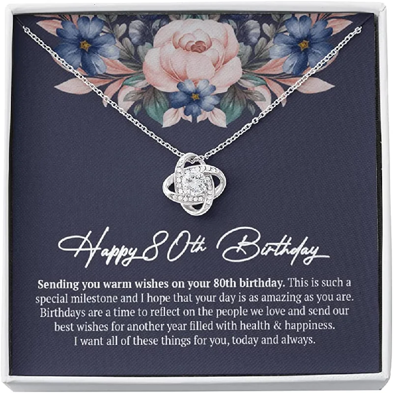 Best Jewelry Sale Prices – Limited-Time Offer 80th Birthday Necklace White Gold Love Knot Necklace Necklace With Meaningful Message Card & Gift Box active Unique