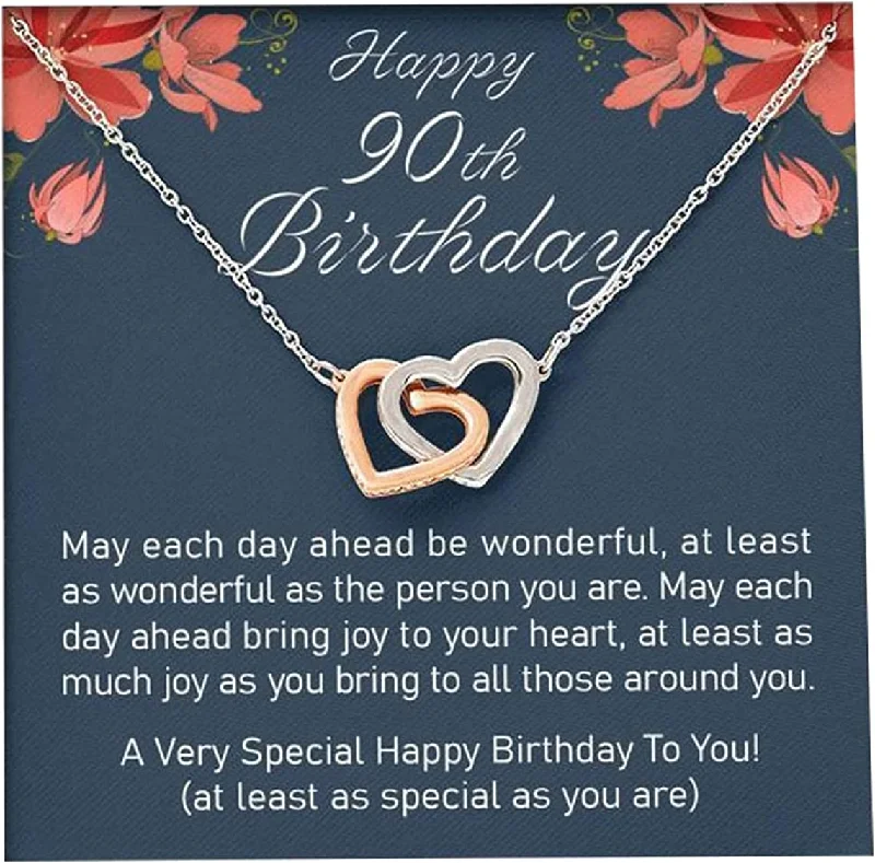 Celebrate With Sparkle – Jewelry Sale Now Live 90th Birthday Necklace A Very Special Happy Birthday To You Interlocking Hearts Necklace Personalized Birthday