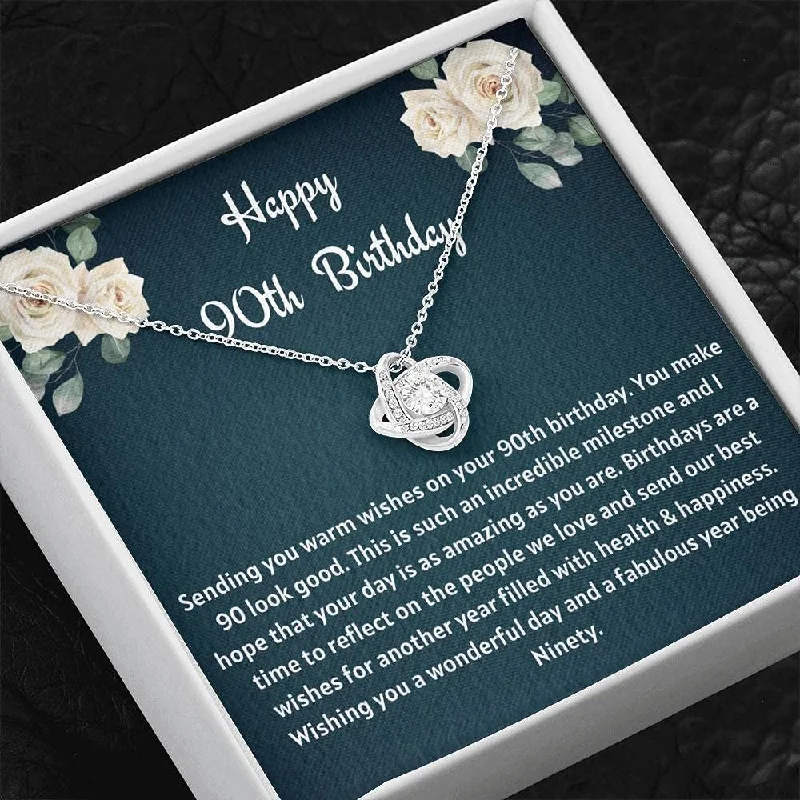 Jewelry Deals That Sparkle – Shop Today 90th Birthday Necklace Message Card Necklace Handmade Jewelry gifts - Love Knot 90th Birthday For Her
