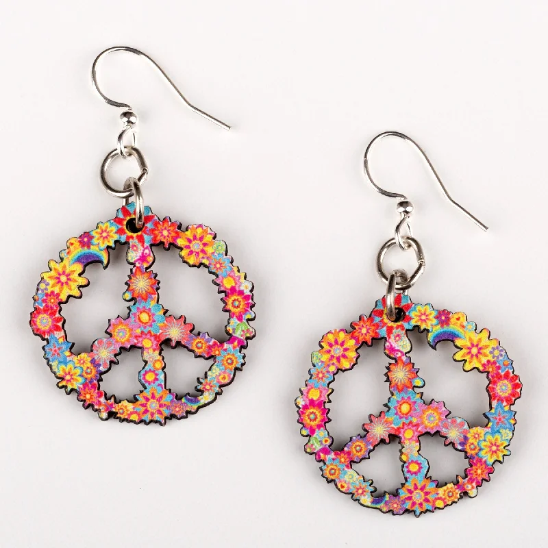 Shop Dazzling Jewelry With Special Promotional Discounts Blossom Wooden Peace Sign Earrings