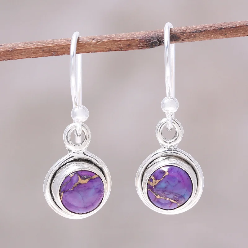 The Perfect Jewelry Piece At The Perfect Price Adorable Moon in Purple Sterling Silver and Purple Composite Turquoise Earrings The Perfect Jewelry Piece At The Perfect Price Adorable Moon in Purple Sterling Silver and Purple Composite Turquoise Earrings