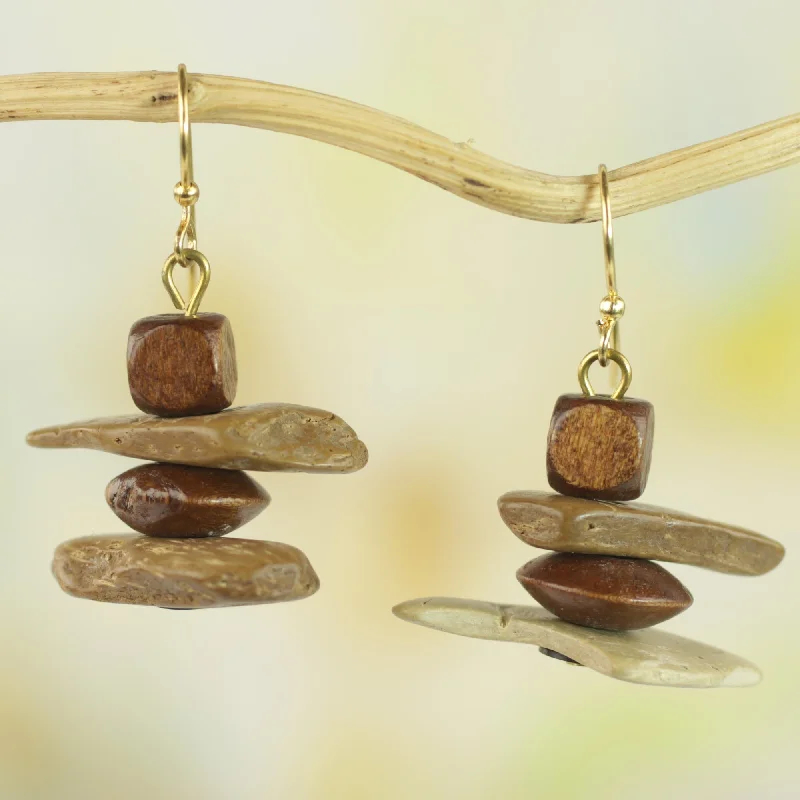 Flash Deals On Fine Jewelry – Shop Before It's Gone African Monolith Sese Wood Coconut Shell and Plastic Earrings from Ghana