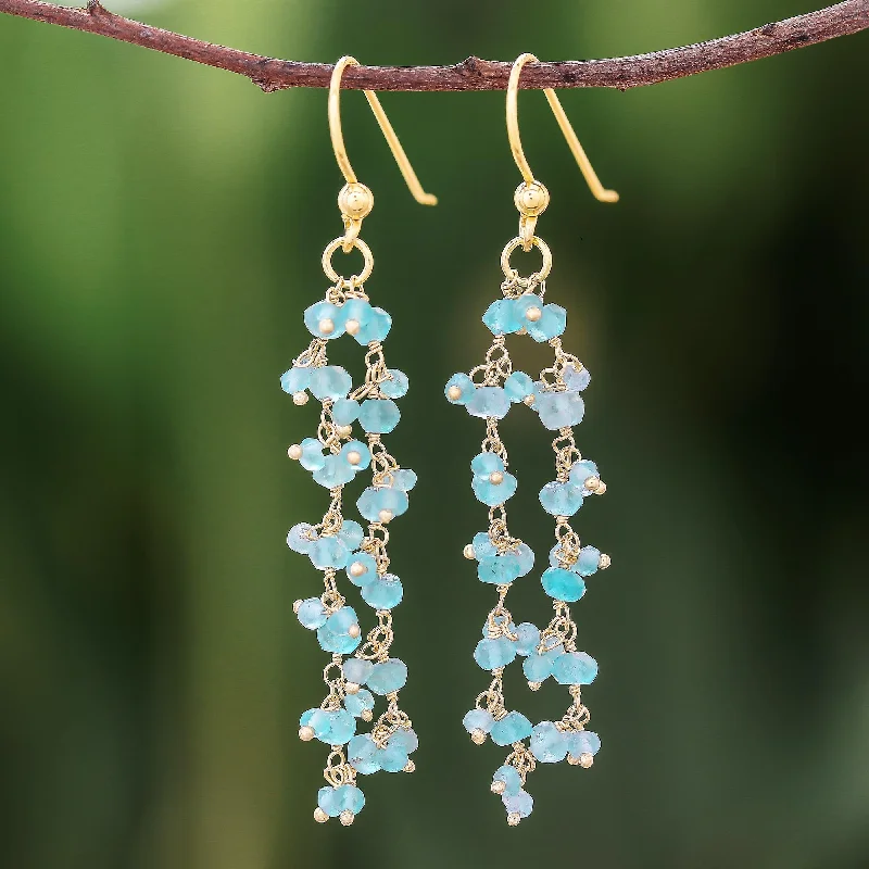 Affordable Luxury Jewelry For Every Occasion Arctic Dream Gold-Plated Apatite Waterfall Earrings from Thailand Affordable Luxury Jewelry For Every Occasion Arctic Dream Gold-Plated Apatite Waterfall Earrings from Thailand