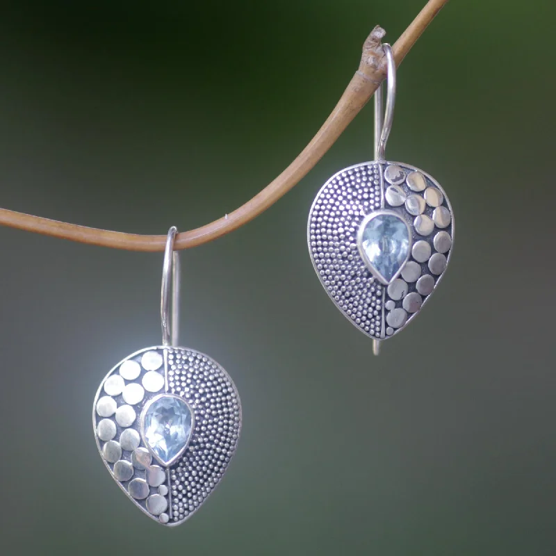 Exclusive Online Discounts On Stylish Jewelry Azure Sincerity Balinese Fair Trade Silver and Blue Topaz Earrings