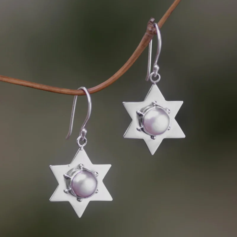 Grab Exquisite Jewelry At The Lowest Prices Bali Star Pearl Sterling Silver Dangle Earrings