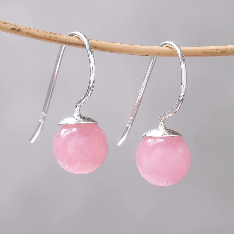 Celebrate With Sparkle – Jewelry Sale Now Live Beautiful Orbs Round Rose Quartz Drop Earrings from Thailand Celebrate With Sparkle – Jewelry Sale Now Live Beautiful Orbs Round Rose Quartz Drop Earrings from Thailand