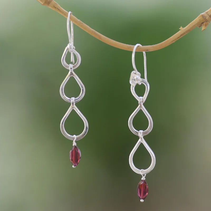 Get Ready To Sparkle – Special Jewelry Discounts Berkah Rain Sterling Silver Raindrop Faceted Red Garnet Dangle Earrings