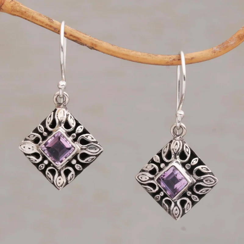 Grab Exquisite Jewelry At The Lowest Prices Blessed Window Sterling Silver and Amethyst Dangle Earrings from Bali