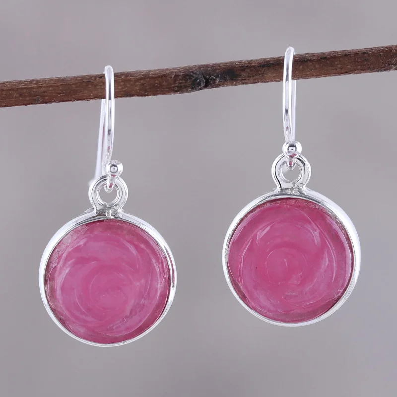 Elegant Rose Gold Jewelry For A Stylish Touch Blissful Rose Rose Flower Quartz Dangle Earrings from India