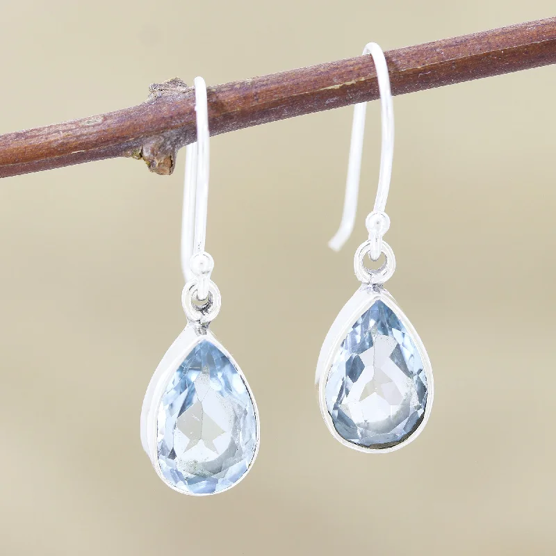 Limited-Stock Jewelry Sale – Once It's Gone, It's Gone Blue Droplets Teardrop Faceted Blue Topaz Silver Dangle Earrings Limited-Stock Jewelry Sale – Once It's Gone, It's Gone Blue Droplets Teardrop Faceted Blue Topaz Silver Dangle Earrings