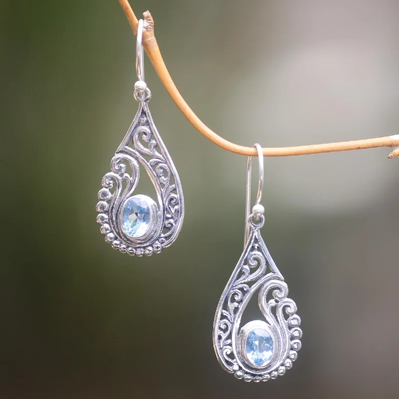 Limited-Stock Jewelry Sale – Once It's Gone, It's Gone Blue Tendrils Artisan Crafted Blue Topaz and Sterling Silver Earrings