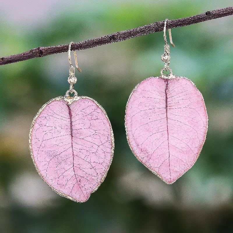 Best Jewelry Deals – Shop Premium Pieces At Great Prices Bougainvillea Love in Pink Gold Accented Natural Flower Dangle Earrings in Pink