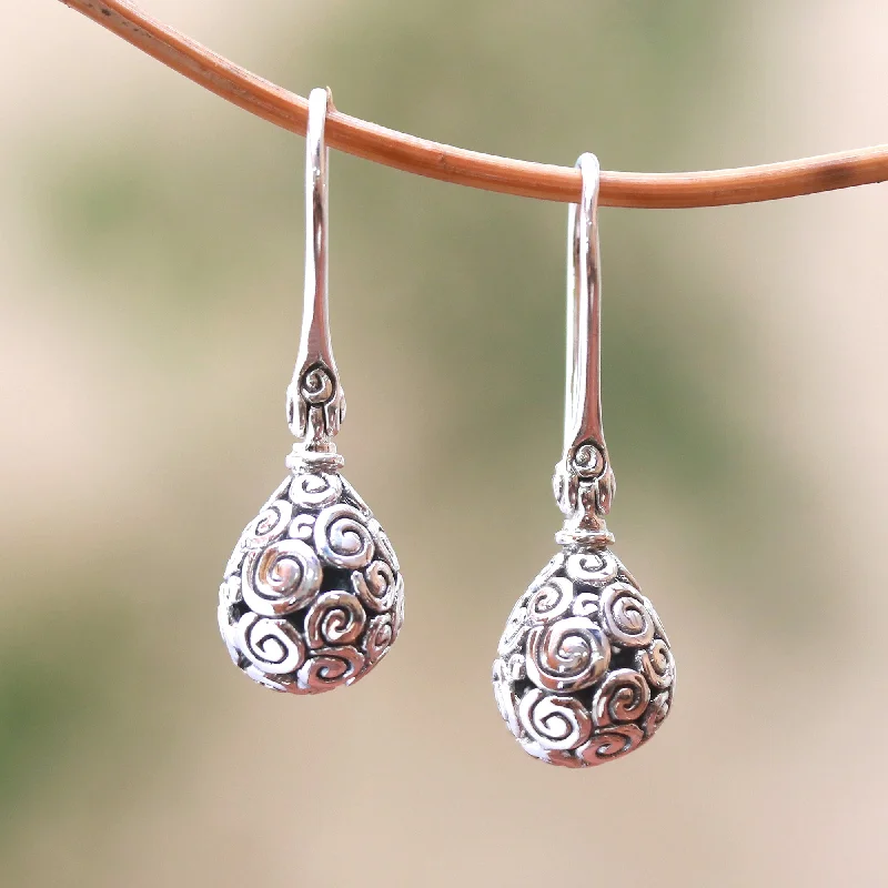 Buy More, Save More On Stunning Jewelry Pieces Buddha's Dew Curl Pattern Drop-Shaped Sterling Silver Earrings from Bali Buy More, Save More On Stunning Jewelry Pieces Buddha's Dew Curl Pattern Drop-Shaped Sterling Silver Earrings from Bali