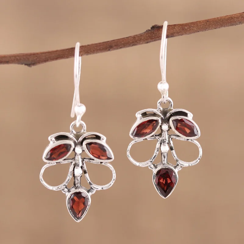 Limited-Time Jewelry Sale – Don't Miss These Deals Burnt Leaves Handmade 925 Sterling Silver Garnet Autumn Leaf Earrings