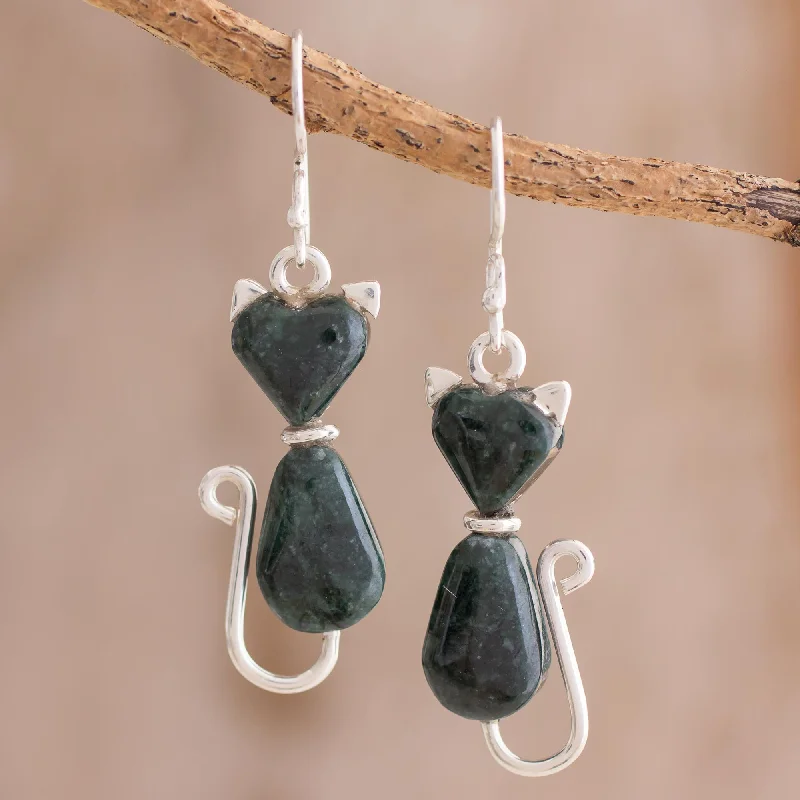 Exclusive Jewelry Sale – Sparkle For Less Cats of Love in Dark Green Jade Cat Dangle Earrings in Dark Green from Guatemala Exclusive Jewelry Sale – Sparkle For Less Cats of Love in Dark Green Jade Cat Dangle Earrings in Dark Green from Guatemala