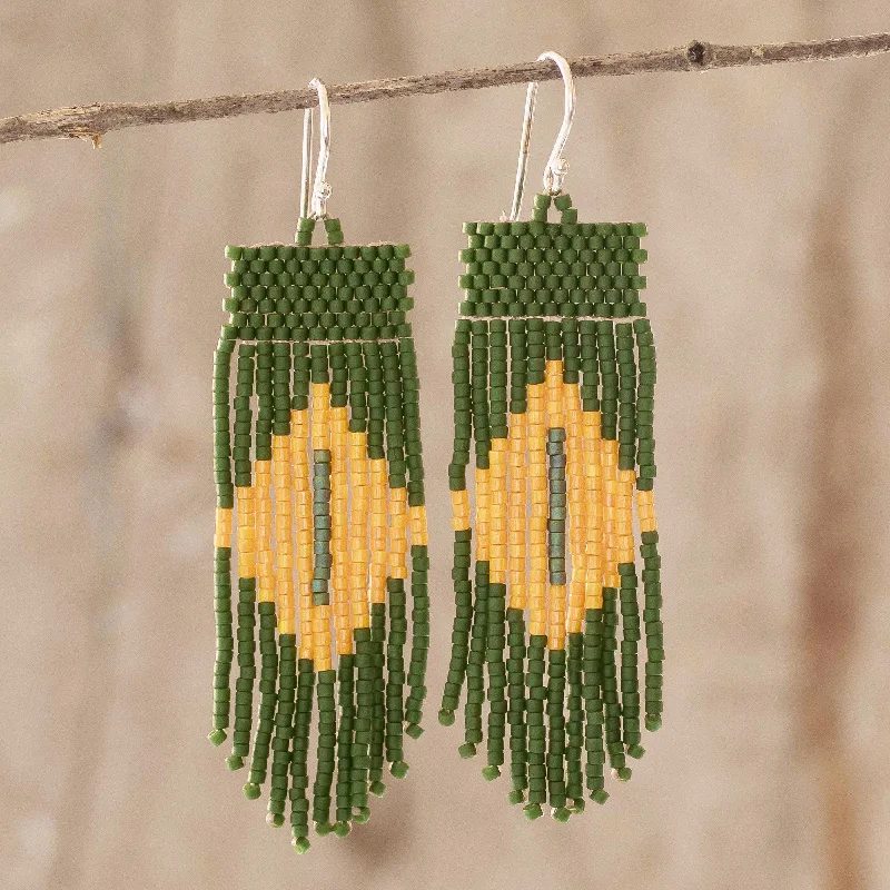 Shop Jewelry That Shines Without The High Price Chameleon Charm Green and Yellow Beaded Waterfall Earrings