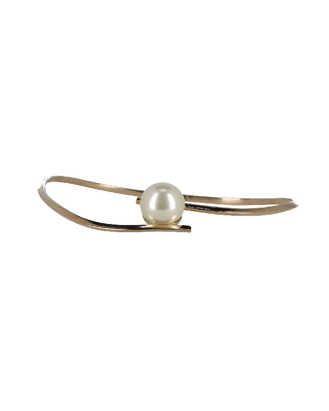 Christian Dior Faux Pearl Mise en Dior Choker in Gold Metal