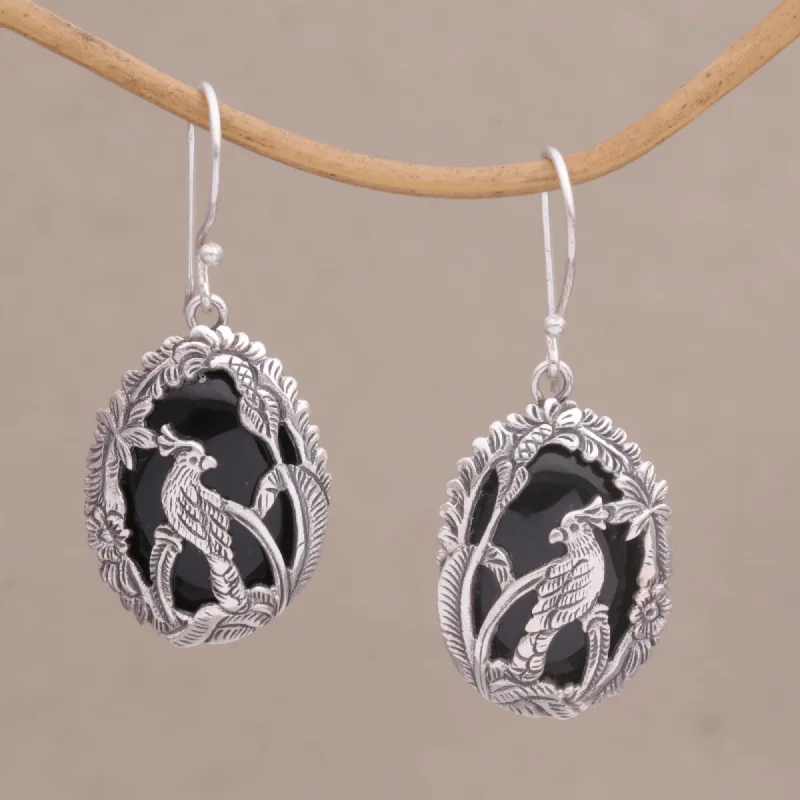 Jewelry Clearance Event – Stock Up Before It's Over Cockatoo Garden Onyx and Sterling Silver Cockatoo Dangle Earrings from Bali Jewelry Clearance Event – Stock Up Before It's Over Cockatoo Garden Onyx and Sterling Silver Cockatoo Dangle Earrings from Bali
