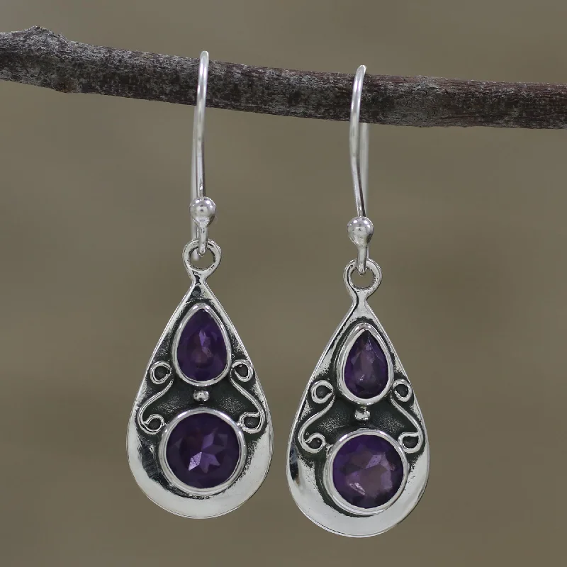 Affordable Glamour – Premium Jewelry At Special Prices Complex Drops Drop-Shaped Amethyst Dangle Earrings from India