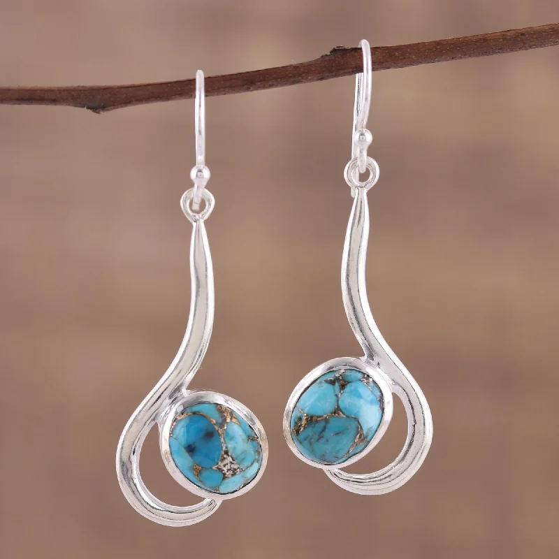 Shop Jewelry That Shines Without The High Price Cool Sabarmati Sterling Silver Dangle Earrings with Composite Turquoise