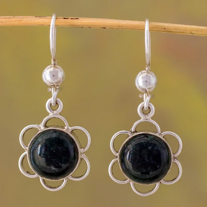 Best Jewelry Deals – Premium Quality At Exclusive Discounts Country Flower in Dark Green Dark Green Jade Flower Shaped Dangle Earrings from Guatemala