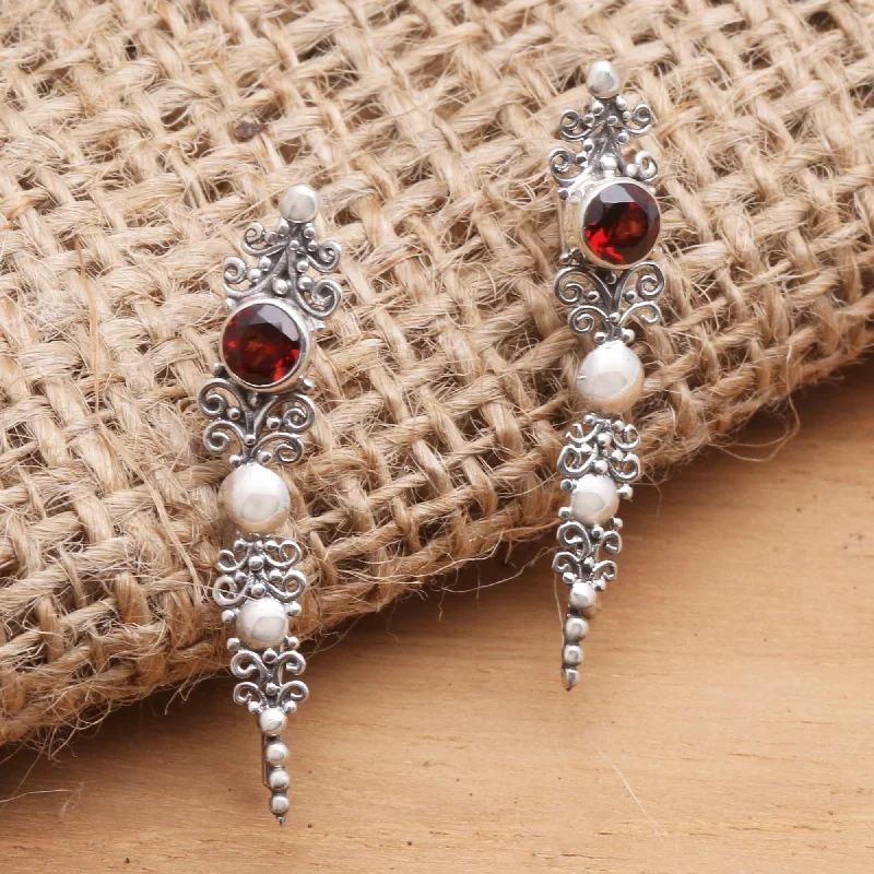 Elegant Rose Gold Jewelry For A Stylish Touch Crimson Penjor Garnet and Sterling Silver Ear Climber Earrings