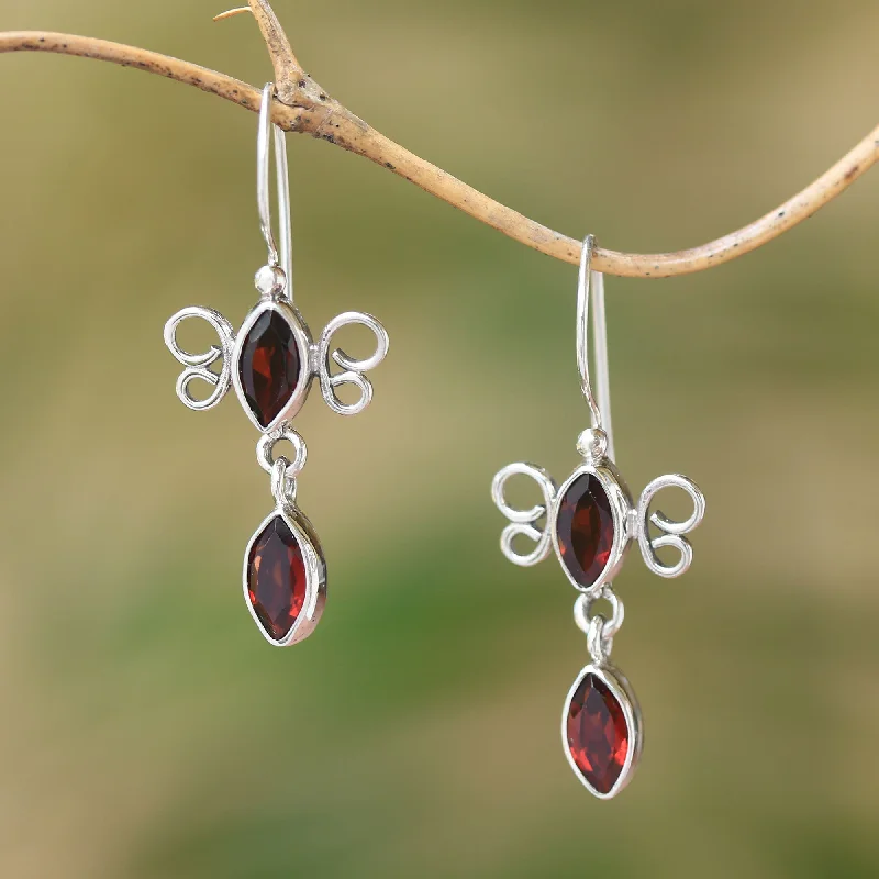 Jewelry Sale Alert – Shop Timeless Elegance Today Crimson Rainfall Sterling Silver and Garnet Red Raindrop Dangle Earrings