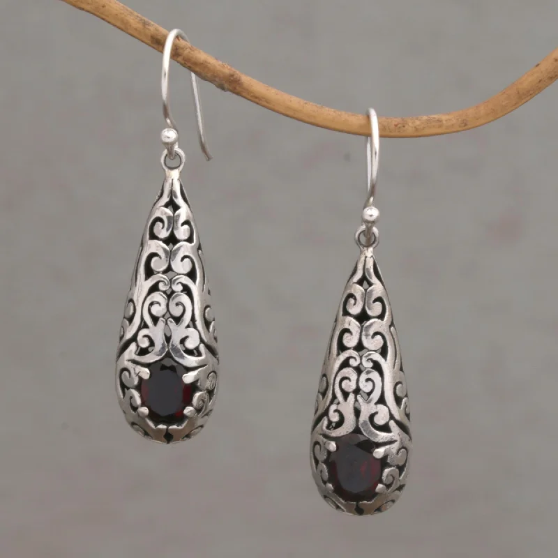 Sparkle On A Budget – Fine Jewelry For Less Dangling Vines Handcrafted Garnet and Sterling Silver Dangle Earrings