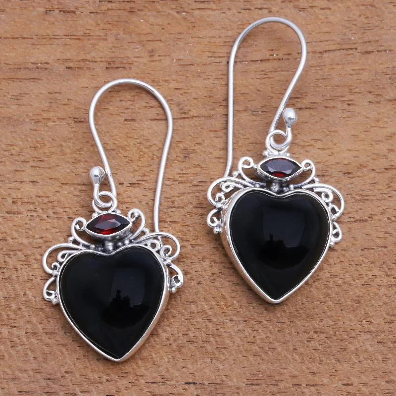 Exclusive Jewelry Bundles At Discounted Rates Dark Passion Heart-Shaped Garnet and Horn Dangle Earrings from Bali Exclusive Jewelry Bundles At Discounted Rates Dark Passion Heart-Shaped Garnet and Horn Dangle Earrings from Bali