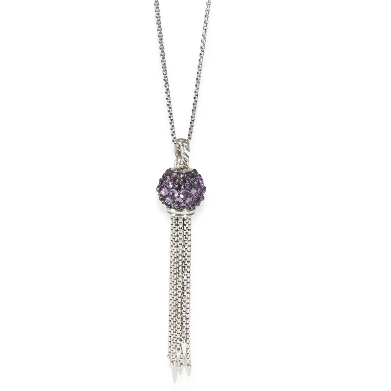 David Yurman Berries Tassel Necklace With Amethyst in Sterling Silver