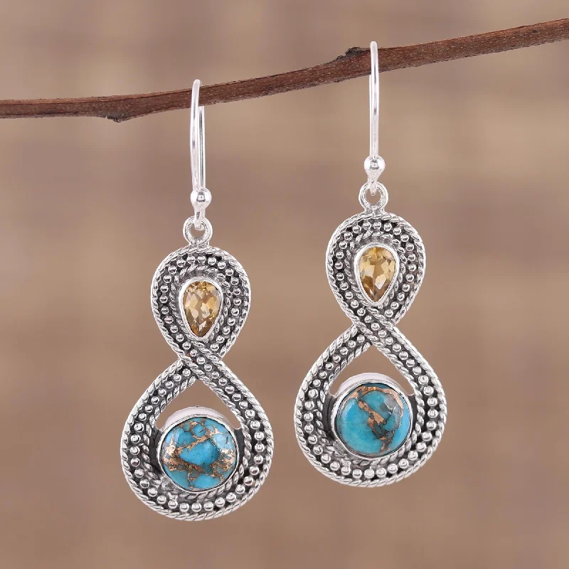 Elegant Jewelry Styles At Budget-Friendly Prices Dazzling Infinity Indian Citrine and Composite Turquoise Dangle Earrings Elegant Jewelry Styles At Budget-Friendly Prices Dazzling Infinity Indian Citrine and Composite Turquoise Dangle Earrings