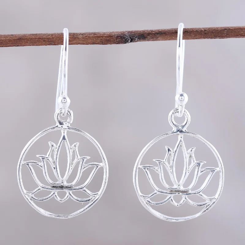 Bestselling Jewelry Now On Sale – Elevate Your Look Delightful Lotus Sterling Silver Lotus Dangle Earrings from India