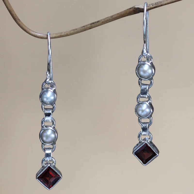 Best Jewelry Deals – Shop Premium Pieces At Great Prices Dew Cultured pearl and garnet dangle earrings