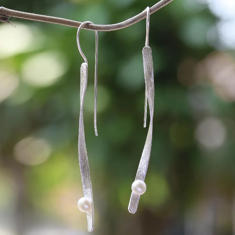 Final Call For Exquisite Jewelry At Reduced Rates Dewy Twist Modern Cultured Pearl Drop Earrings Crafted in Bali