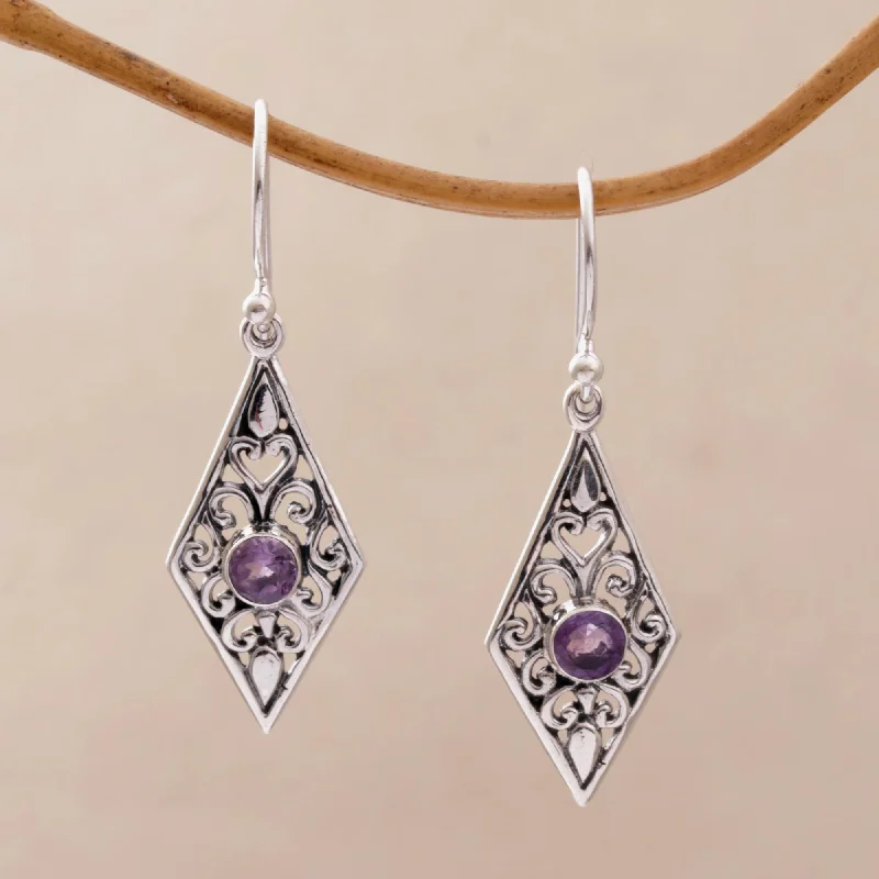 Shop Dazzling Jewelry At The Best Prices Diamond Vines Handmade Amethyst and Sterling Silver Dangle Earrings
