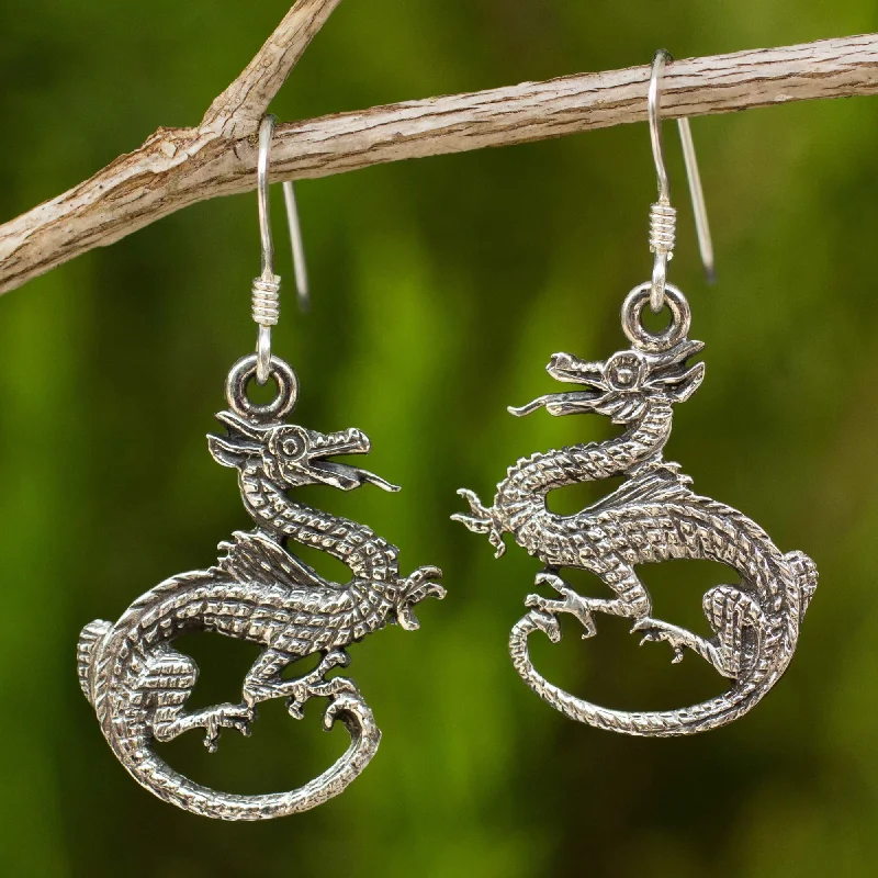 Handcrafted Beauty At Affordable Prices Dragon Duet Sterling Silver Dangle Earrings